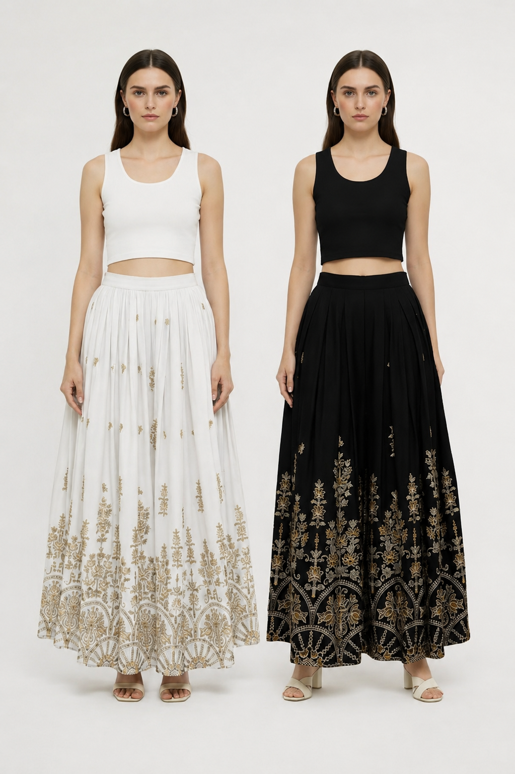 4K Fashion Women’s Sarina Printed Palazzo Combo Pack (Black & White) | Designer Wide Leg Palazzo Pants for Women