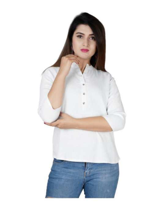4K Fashion Women’s Plain White Western Top | Stylish Casual Solid Top for Women (Copy)